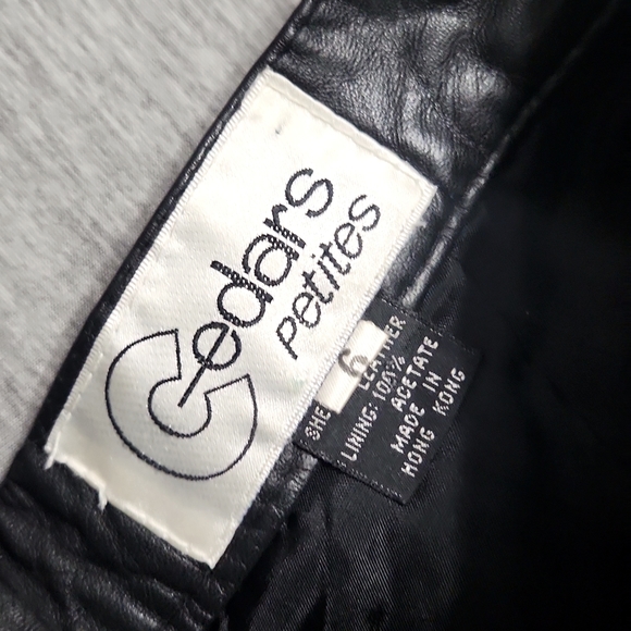 Vintage Cedars Petites High Rise Black Leather Pleated Trousers Tapered Pants - Picture 9 of 15